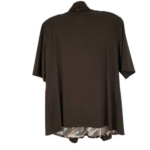 Lot of 2 Tops R&M Richards Brown Drape Front Zebra & August Silk Cardi M 8837 - Picture 12 of 14